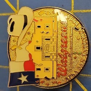 Walgreens San Antonio Texas Collectible Pin Alamo Flag Hat Pharmacy Retail